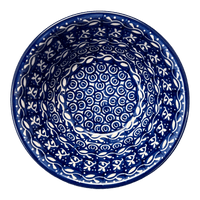 A picture of a Polish Pottery Ridged 5.5" Bowl (Wavy Blues) | A696-905X as shown at PolishPotteryOutlet.com/products/ridged-5-5-bowl-wavy-blues-a696-905x