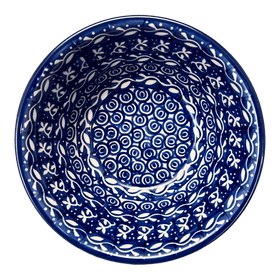 Polish Pottery Ridged 5.5" Bowl (Wavy Blues) | A696-905X Additional Image at PolishPotteryOutlet.com
