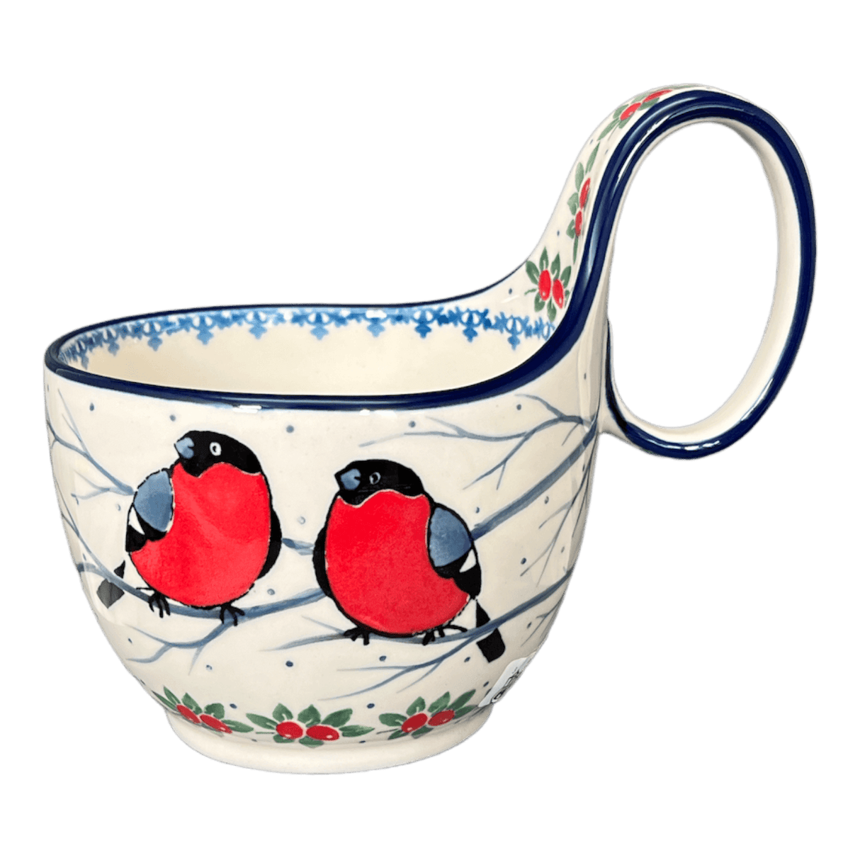 Bowl, Round, Loop Handle, 16 oz in "Bullfinch Berries" by Ceramika Artystyczna | A845-U4917