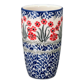 Polish Pottery CA 14 oz. Tumbler (Red Aster) | AC53-1435X Additional Image at PolishPotteryOutlet.com