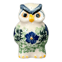 A picture of a Polish Pottery Individual Owl Shaker (Clematis) | AD91-1538X as shown at PolishPotteryOutlet.com/products/individual-owl-shaker-clematis-ad91-1538x