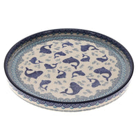 A picture of a Polish Pottery Round Tray (Koi Pond) | AE93-2372X as shown at PolishPotteryOutlet.com/products/round-tray-koi-pond