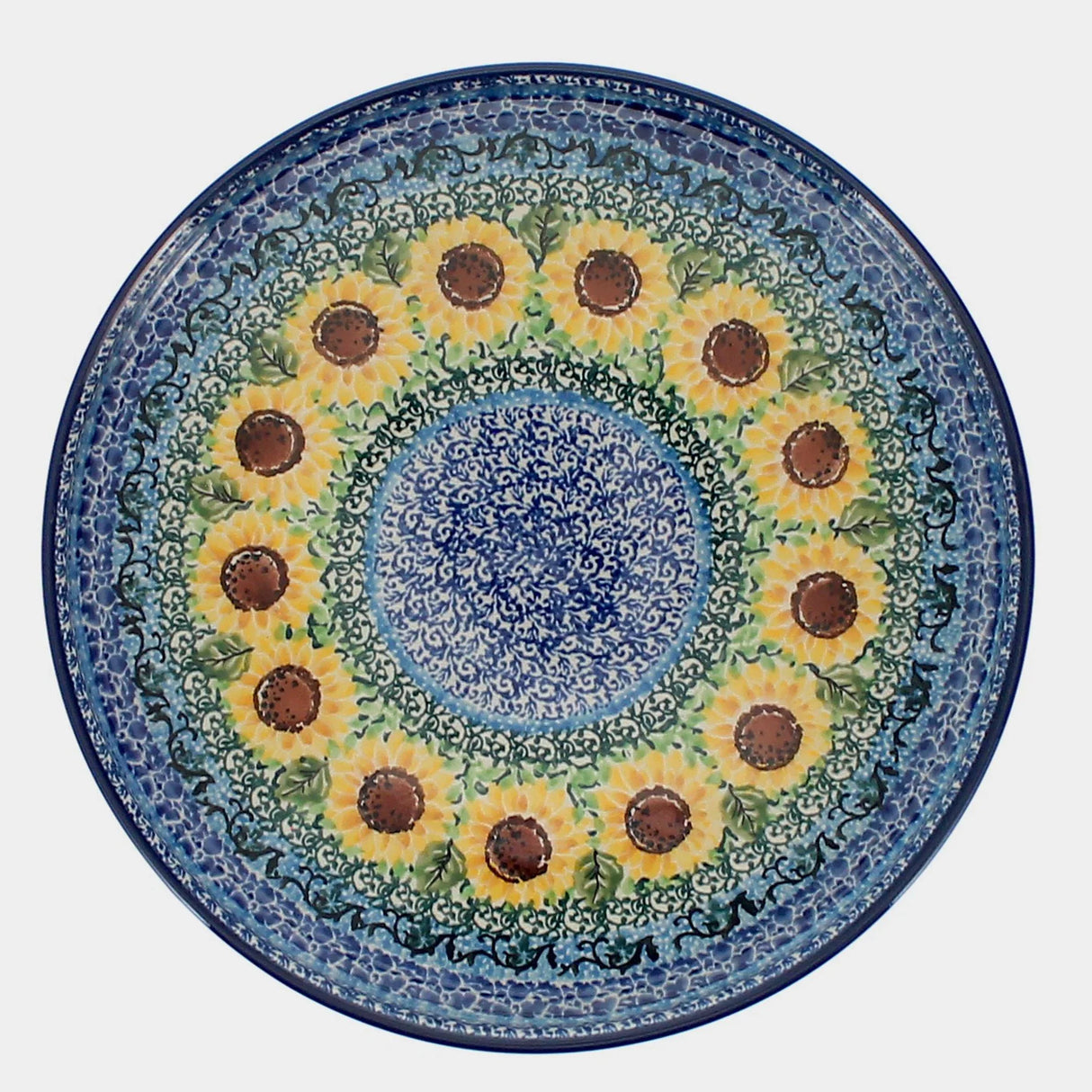 Tray, Round, 10" in "Sunflowers" by Ceramika Artystyczna | AE93-U4739