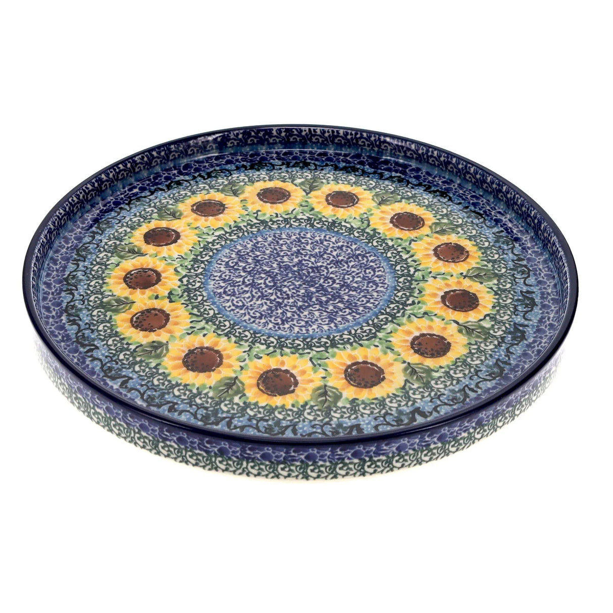 Tray, Round, 10" in "Sunflowers" by Ceramika Artystyczna | AE93-U4739