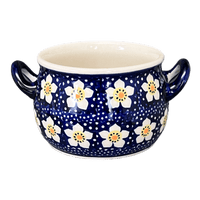 A picture of a Polish Pottery Individual Soup Tureen (Paperwhites) | B006T-TJP as shown at PolishPotteryOutlet.com/products/individual-soup-tureen-w-handles-paperwhites-b006t-tjp