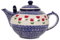 A picture of a Polish Pottery 3 Liter Teapot (Poppy Garden) | C001T-EJ01 as shown at PolishPotteryOutlet.com/products/the-3-liter-teapot-poppy-garden