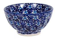 A picture of a Polish Pottery 5.5" Fancy Bowl (Blue on Blue) | C018T-J109 as shown at PolishPotteryOutlet.com/products/5-5-fancy-bowl-blue-on-blue