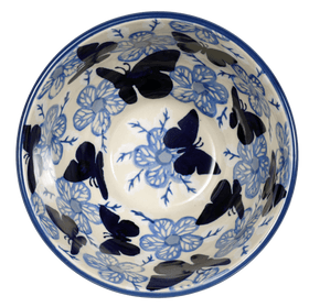 Polish Pottery 5.5" Fancy Bowl (Blue Butterfly) | C018U-AS58 Additional Image at PolishPotteryOutlet.com