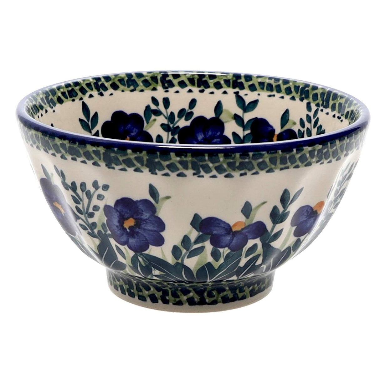 Bowl, Round, Fancy, 5.5" in "Bouncing Blue Blossoms" by Manufaktura | C018U-IM03