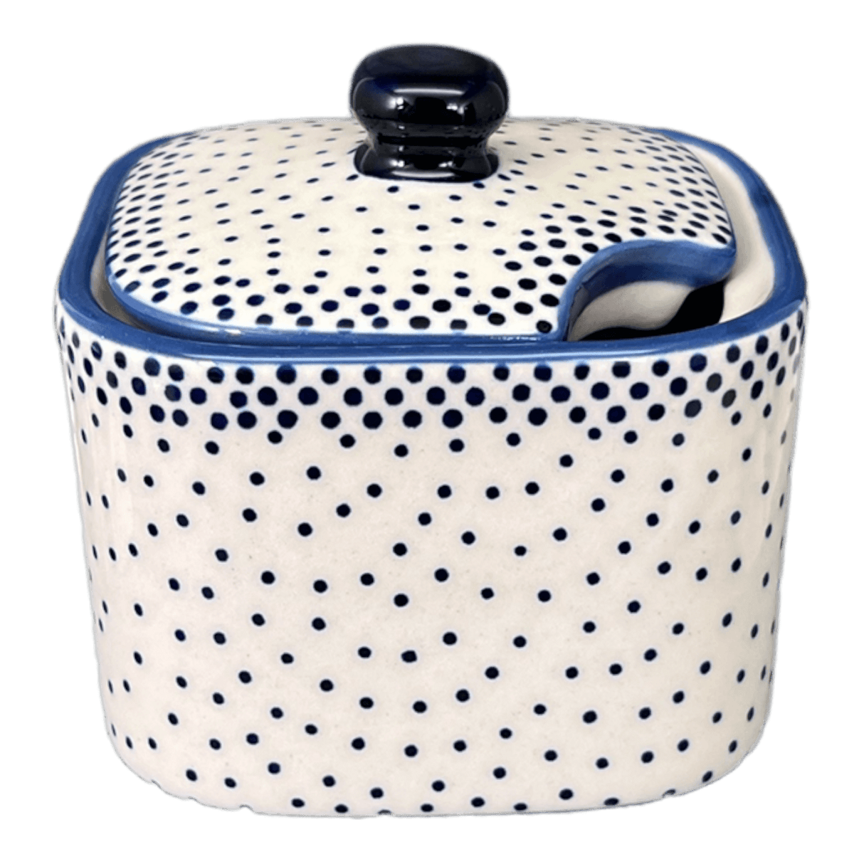 Bowl, Square, Sugar Bowl, 3.5" in "Misty Blue" by Manufaktura | C030U-61A