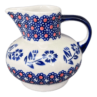 A picture of a Polish Pottery Big Belly Creamer (Swedish Flower) | D008T-KLK as shown at PolishPotteryOutlet.com/products/big-belly-creamer-klk-d008t-klk