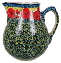 A picture of a Polish Pottery 3 Liter Pitcher (Poppies in Bloom) | D028S-JZ34 as shown at PolishPotteryOutlet.com/products/the-3-liter-pitcher-poppies-in-bloom