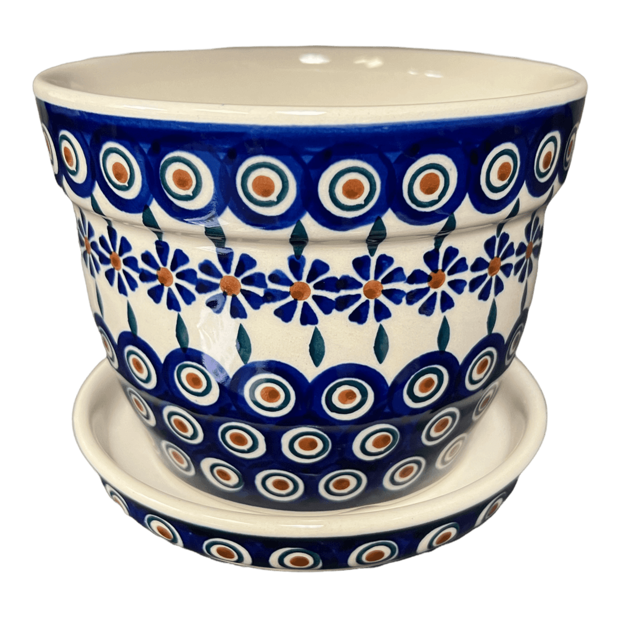 Flower Pot, with Saucer, 6" in "Floral Peacock" by Manufaktura | D036T-54KK