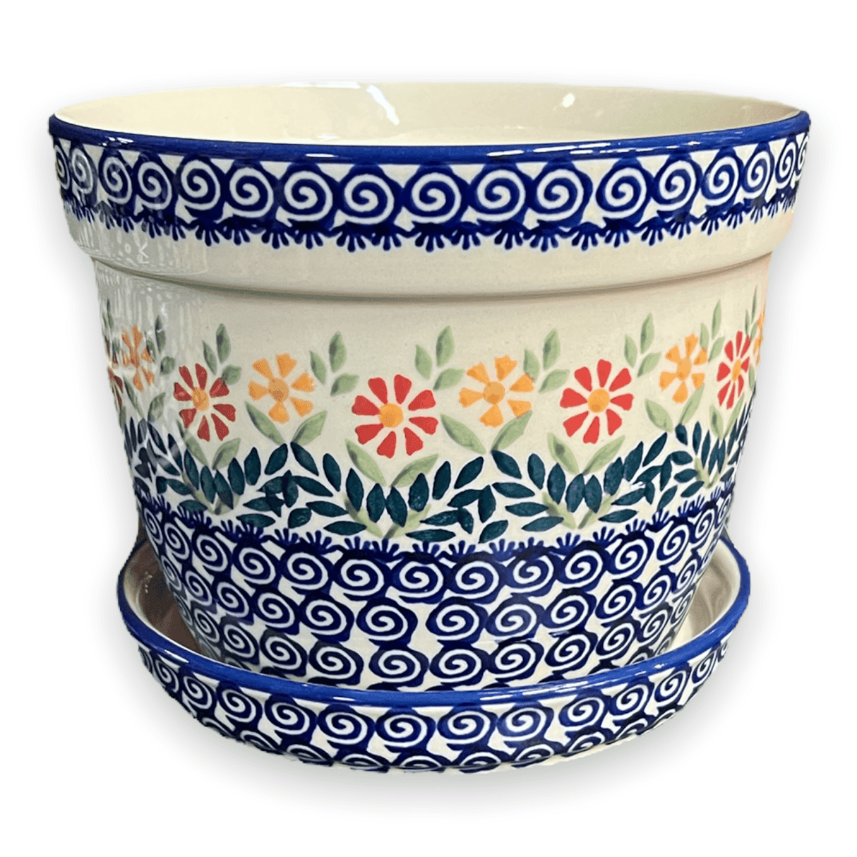 Flower Pot, with Saucer, 8" in "Flower Power" by Manufaktura | D037T-JS14