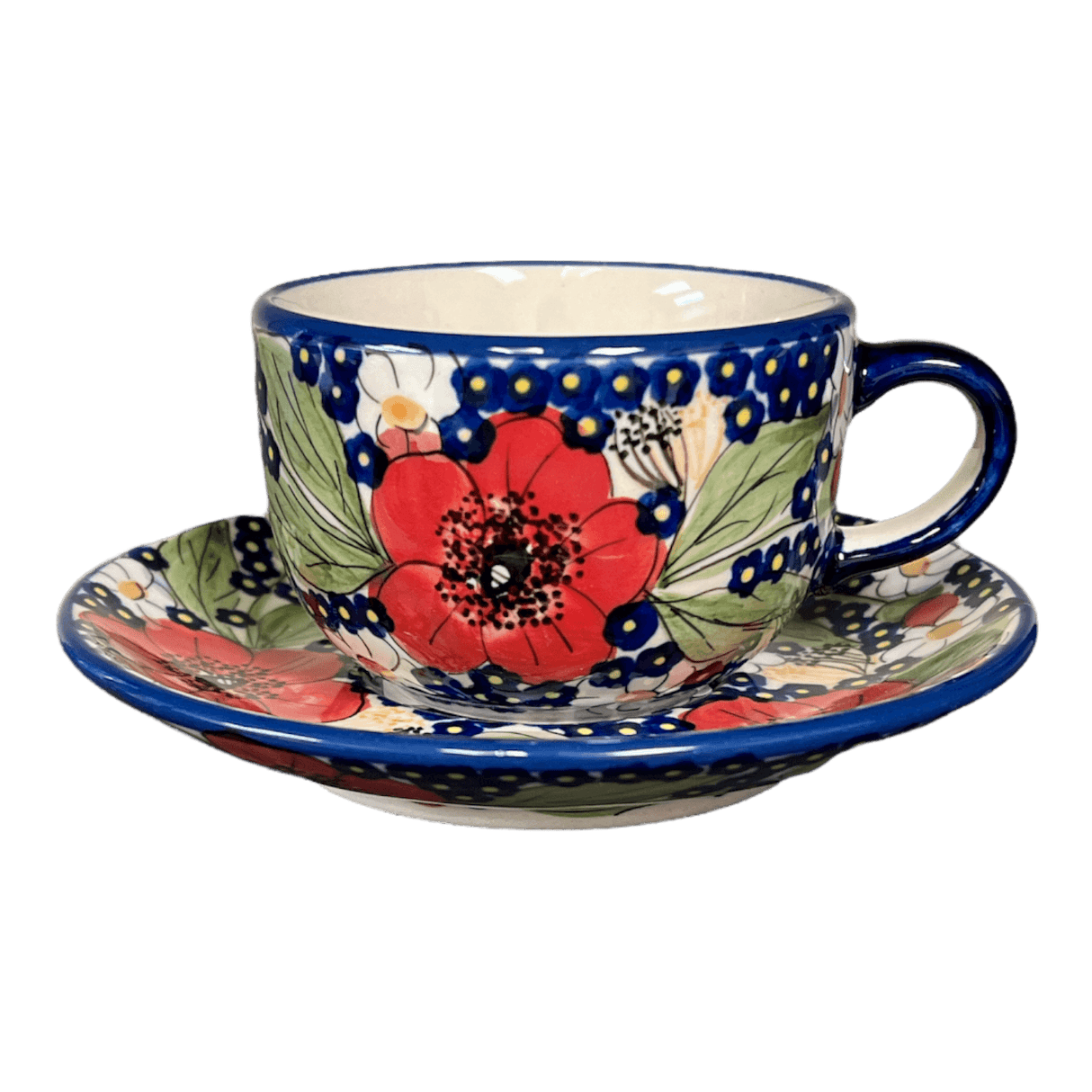Cup & Saucer, 7 oz in "Poppies & Posies" by Manufaktura | F043S-IM02