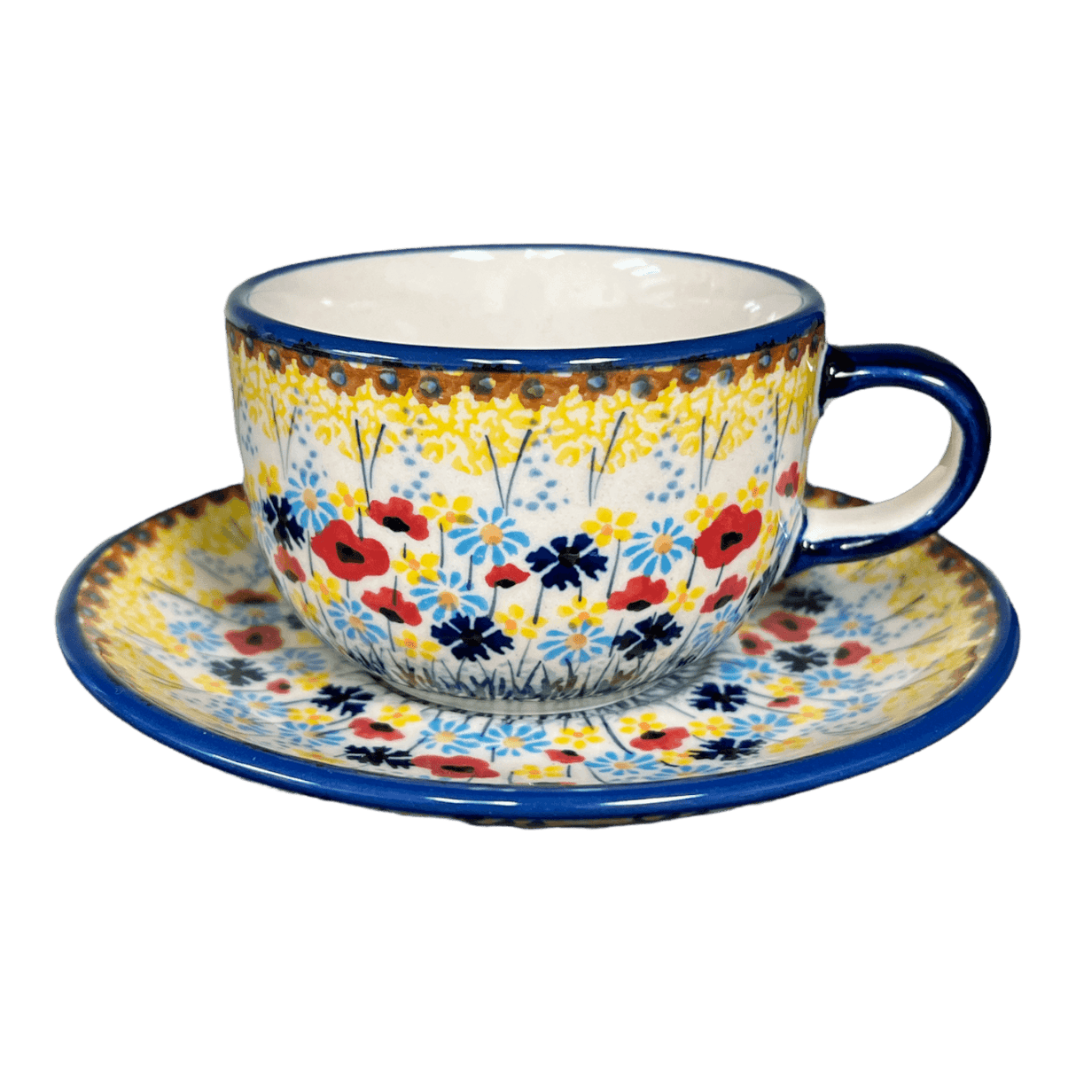Cup & Saucer, 7 oz in "Sunlit Wildflowers" by Manufaktura | F043S-WK77