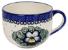 Polish Pottery Latte Cup (Pansies) | F044S-JZB at PolishPotteryOutlet.com