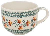 A picture of a Polish Pottery Latte Cup (Indian Summer) | F044T-AS22 as shown at PolishPotteryOutlet.com/products/large-latte-soup-cups-indian-summer