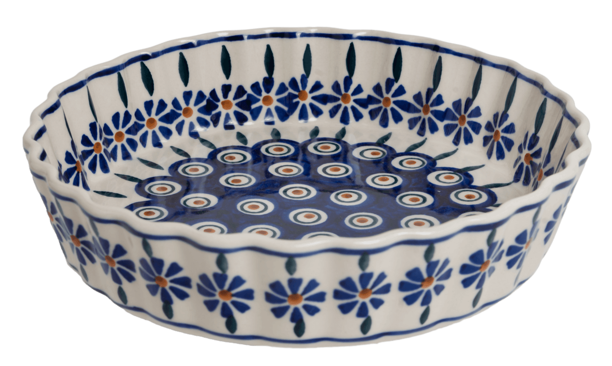 Quiche Dish, Round, 7.5" Small in "Floral Peacock" by Manufaktura | F055T-54KK