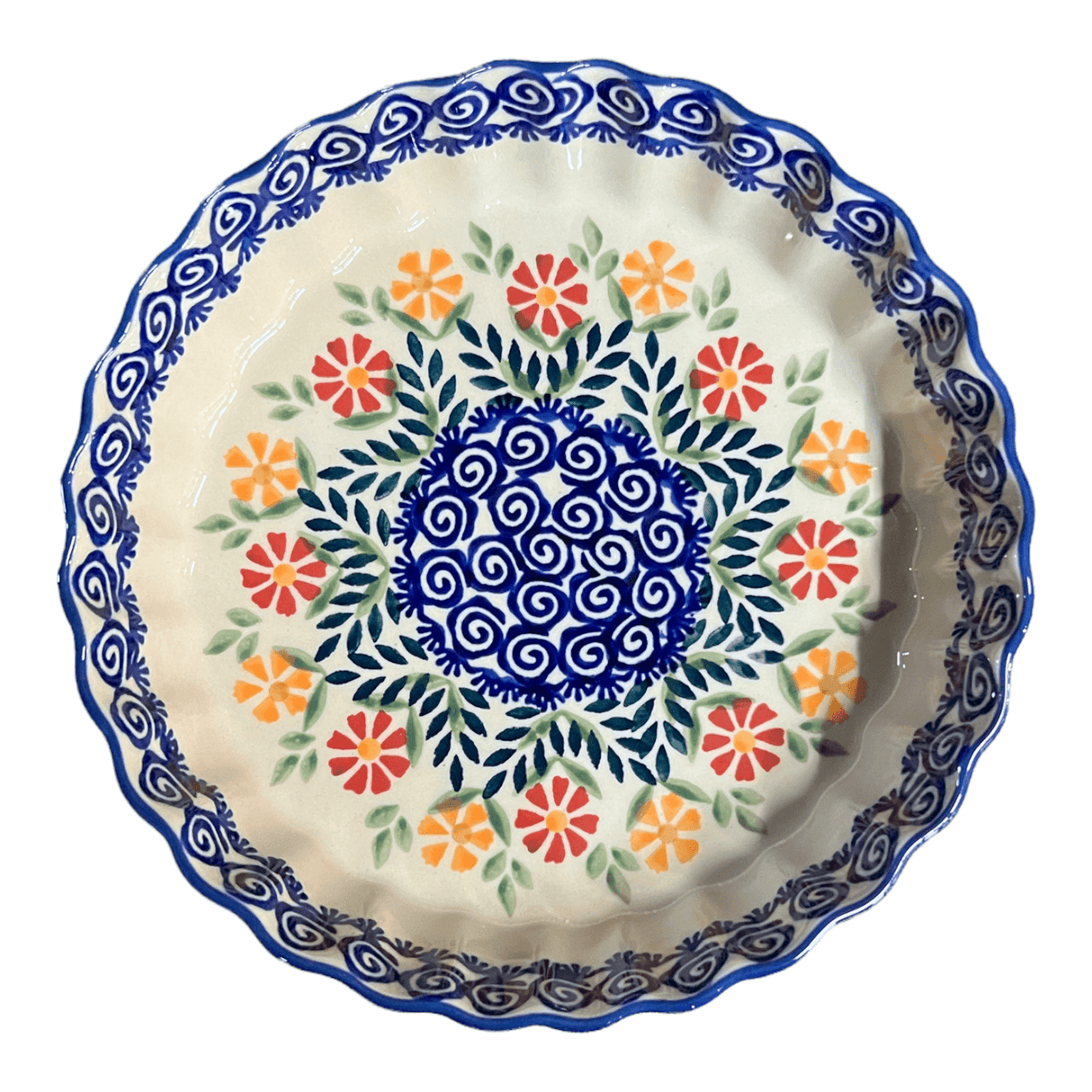 Quiche Dish, Round, 7.5" Small in "Flower Power" by Manufaktura | F055T-JS14