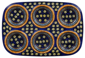 Polish Pottery Muffin Pan (Floral Formation) | F093S-WKK Additional Image at PolishPotteryOutlet.com