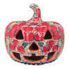 Polish Pottery Jack-O-Lantern Luminary (Red Daisy) | GAD28D-AC at PolishPotteryOutlet.com