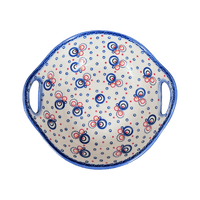 A picture of a Polish Pottery 10" Bowl with Handles (Bubbles Galore) | GMU06-PK1 as shown at PolishPotteryOutlet.com/products/10-bowl-with-handles-bubbles-galore-gmu06-pk1