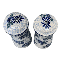 A picture of a Polish Pottery Salt & Pepper Shakers (Dreamy Blue) | GSP012-PT as shown at PolishPotteryOutlet.com/products/salt-pepper-shakers-dreamy-blue-gsp012-pt
