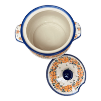 A picture of a Polish Pottery 3.2 Quart Tureen (Orange Bouquet) | GWA01-UWP2 as shown at PolishPotteryOutlet.com/products/3-2-quart-tureen-orange-bouquet-gwa01-uwp2