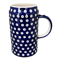 A picture of a Polish Pottery Large Tankard (Dot to Dot) | K053T-70A as shown at PolishPotteryOutlet.com/products/1-25-liter-bavarian-tankard-dot-to-dot-k053t-70a