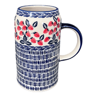 A picture of a Polish Pottery Large Tankard (Fresh Strawberries) | K053U-AS70 as shown at PolishPotteryOutlet.com/products/1-25-liter-bavarian-tankard-fresh-strawberries-k053u-as70