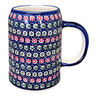 A picture of a Polish Pottery Small Tankard (Rings of Flowers) | K054U-DH17 as shown at PolishPotteryOutlet.com/products/bavarian-tankard-rings-of-flowers-k054u-dh17
