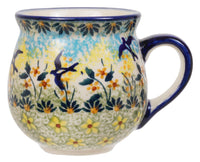 A picture of a Polish Pottery Small Belly Mug (Soaring Swallows) | K067S-WK57 as shown at PolishPotteryOutlet.com/products/small-belly-mug-soaring-swallows