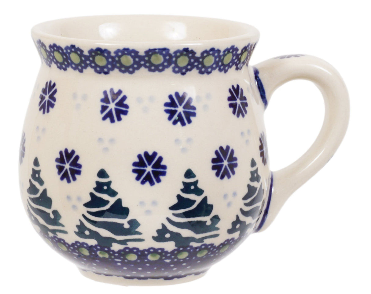 Mug, Belly Mug, Small, 7 oz in "Snowy Pines" by Manufaktura | K067T-U22