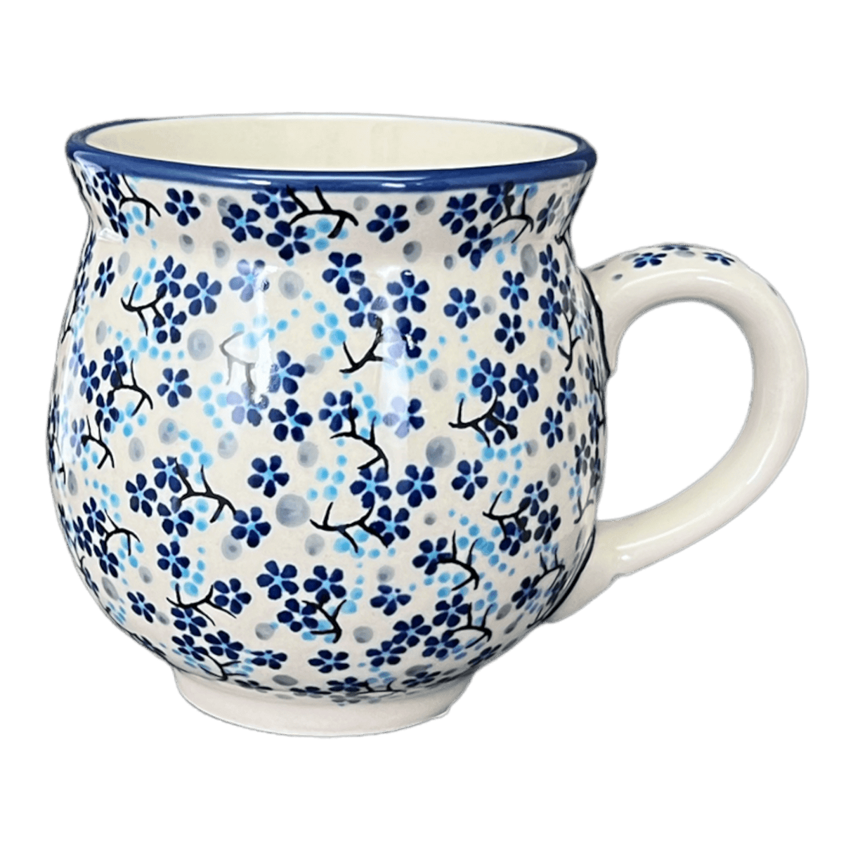 Mug, Belly Mug, 16 oz Large in "Scattered Blues" by Manufaktura | K068S-AS45