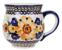 A picture of a Polish Pottery Large Belly Mug (Bouquet in a Basket) | K068S-JZK as shown at PolishPotteryOutlet.com/products/large-belly-mug-bouquet-in-a-basket