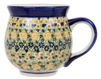 A picture of a Polish Pottery Large Belly Mug (Perennial Garden) | K068S-LM as shown at PolishPotteryOutlet.com/products/large-belly-mug-perennial-garden