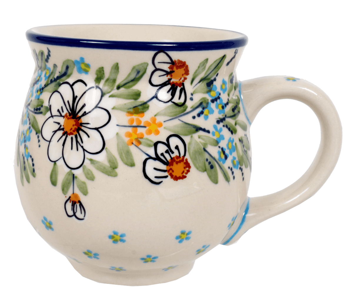 Mug, Belly Mug, 16 oz Large in "Daisy Bouquet" by Manufaktura | K068S-TAB3
