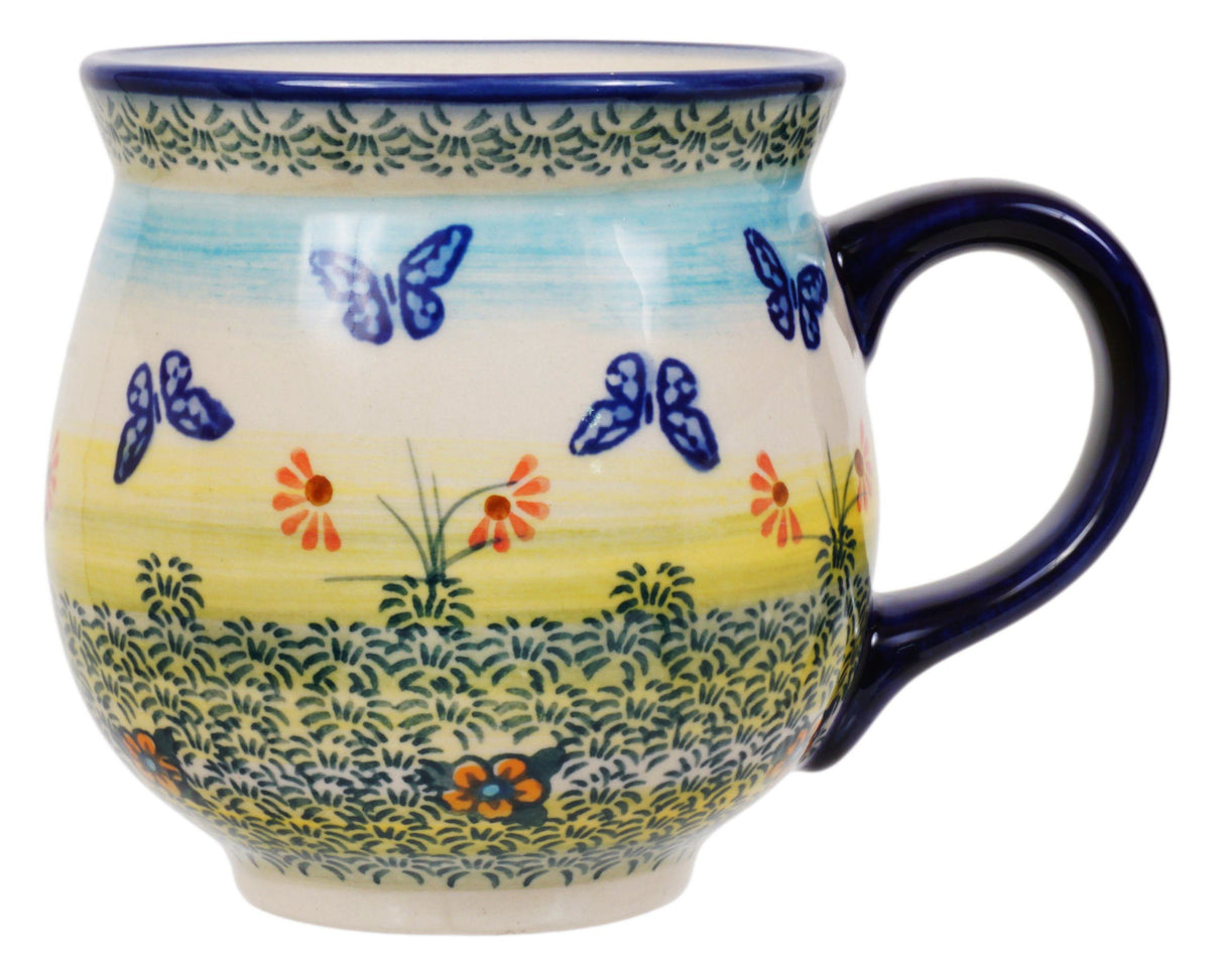 Mug, Belly Mug, 16 oz Large in "Butterflies in Flight" by Manufaktura | K068S-WKM