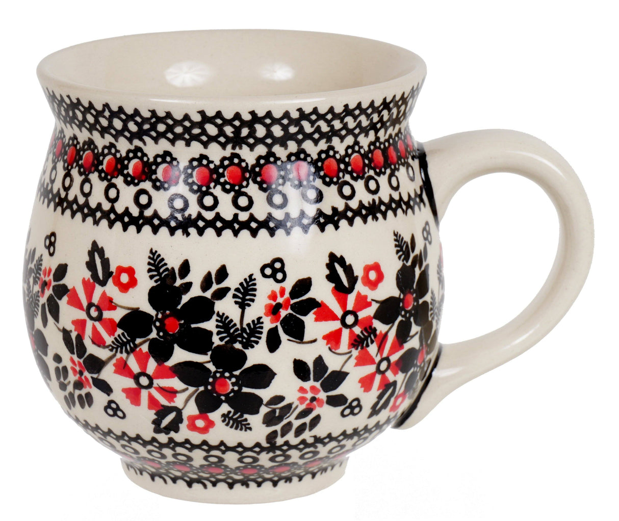 Mug, Belly Mug, 16 oz Large in "Duet in Black & Red" by Manufaktura | K068S-DPCC