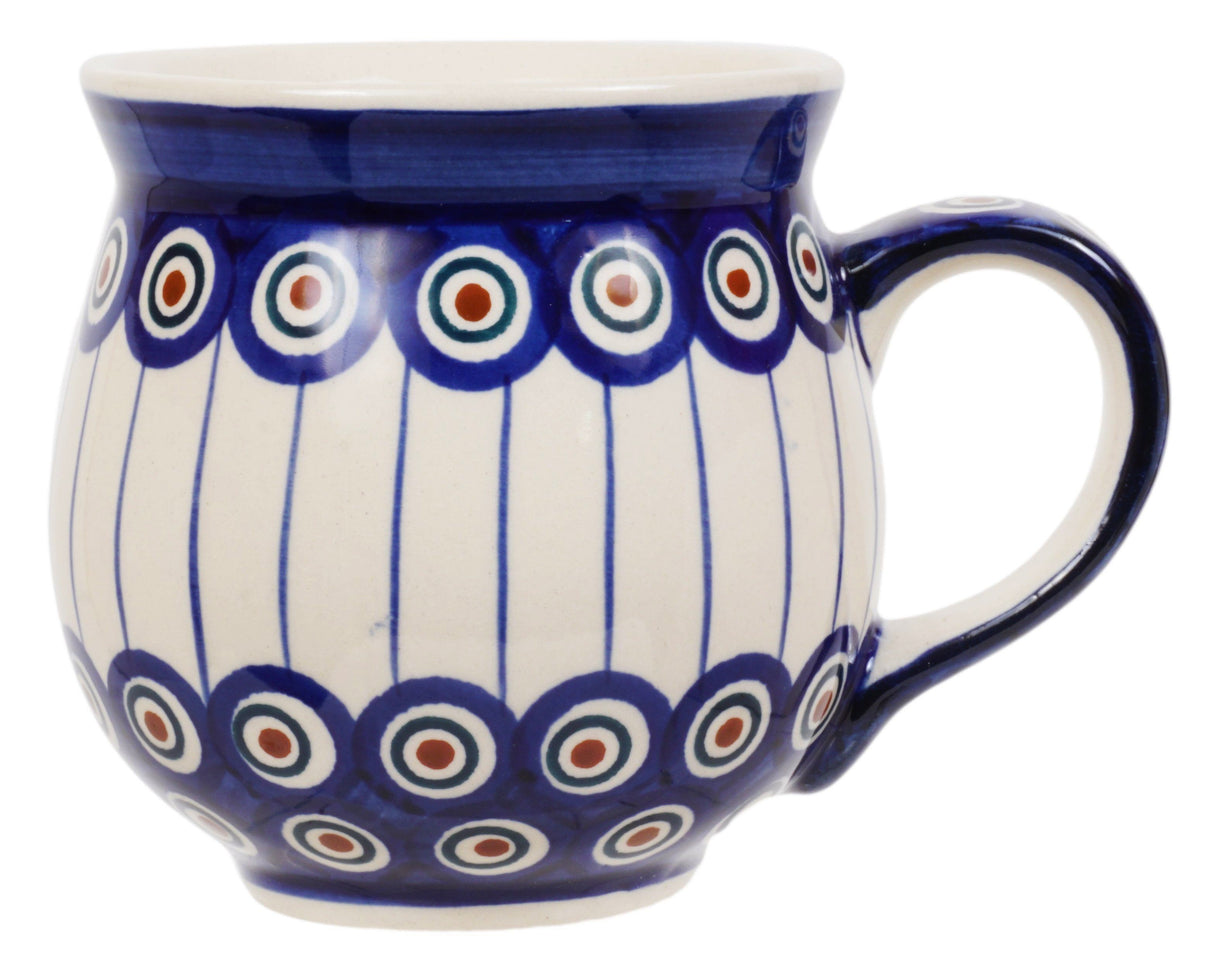 Mug, Belly Mug, 16 oz Large in "Peacock in Line" by Manufaktura | K068T-54A