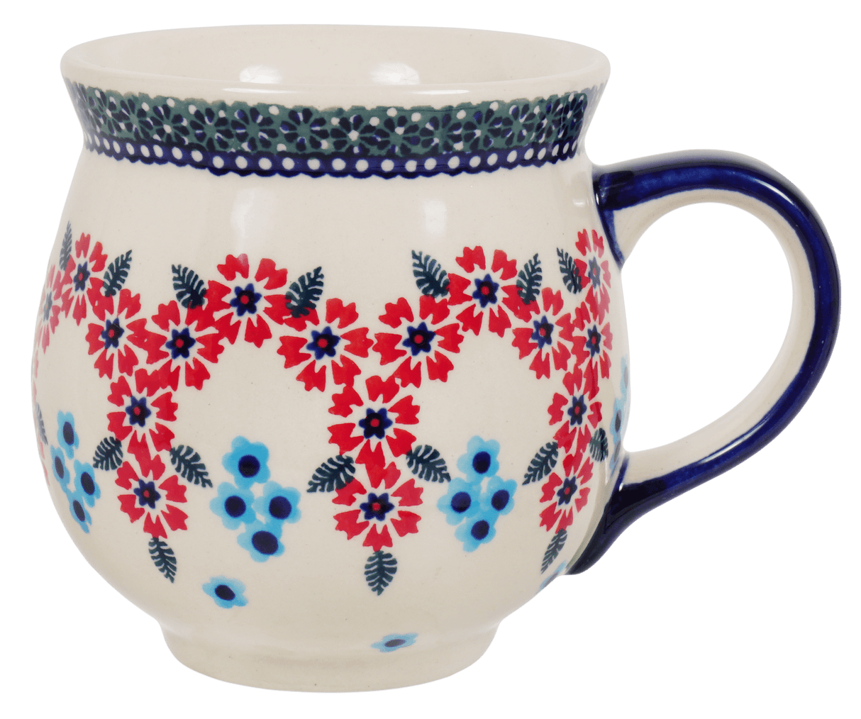 Mug, Belly Mug, 16 oz Large in "Floral Symmetry" by Manufaktura | K068T-DH18