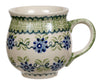 Polish Pottery Large Belly Mug (Woven Blues) | K068T-P182 at PolishPotteryOutlet.com