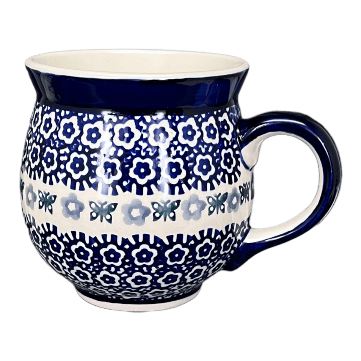 Mug, Belly Mug, 16 oz Large in "Butterfly Border" by Manufaktura | K068T-P249