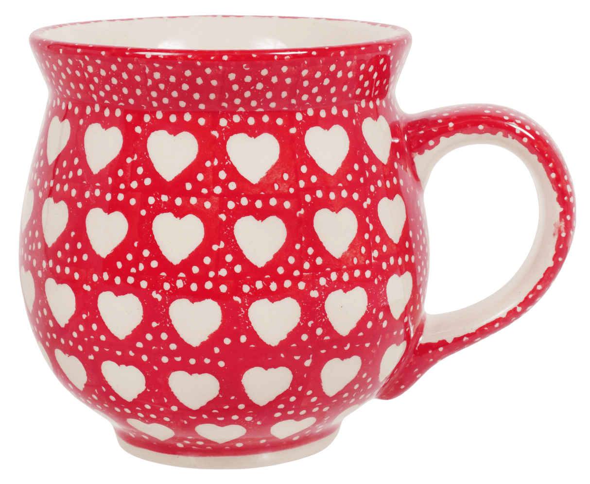 Mug, Belly Mug, 16 oz Large in "Torrent of Hearts Red" by Manufaktura | K068T-SEMC