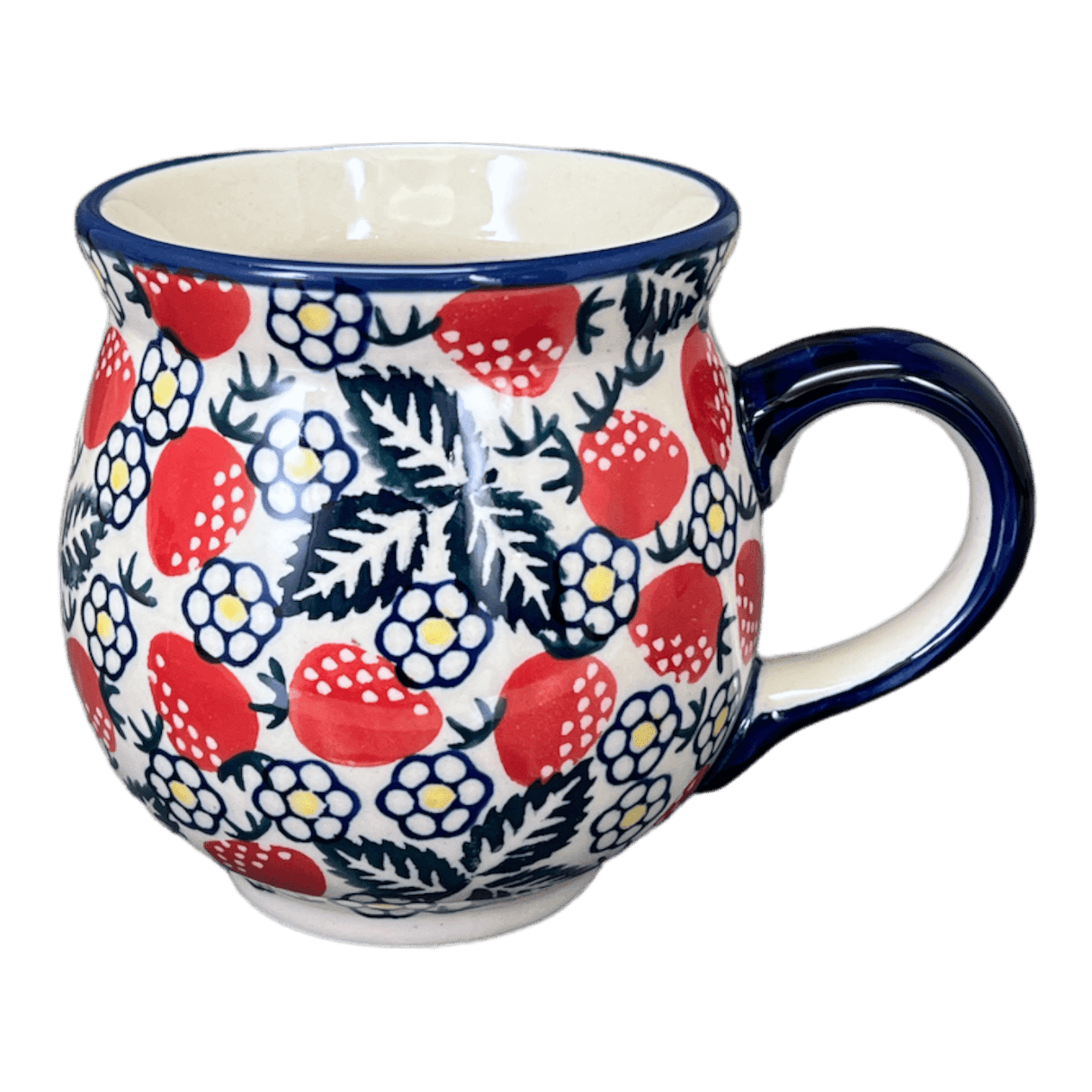 Mug, Belly Mug, 16 oz Large in "Strawberry Fields" by Manufaktura | K068U-AS59