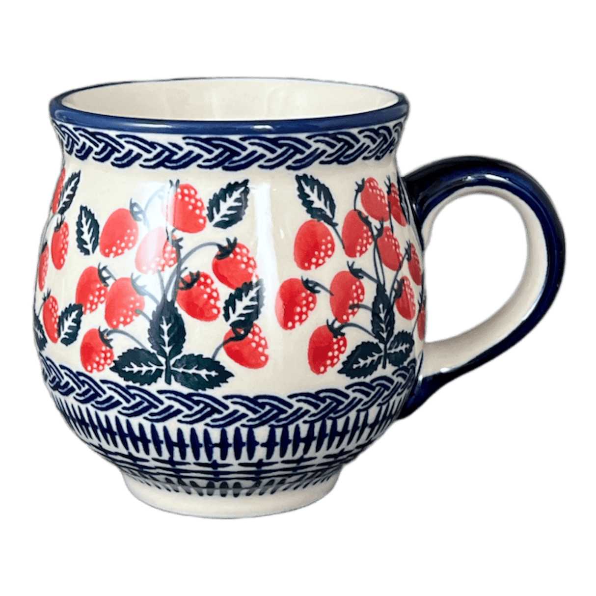 Mug, Belly Mug, 16 oz Large in "Fresh Strawberries" by Manufaktura | K068U-AS70