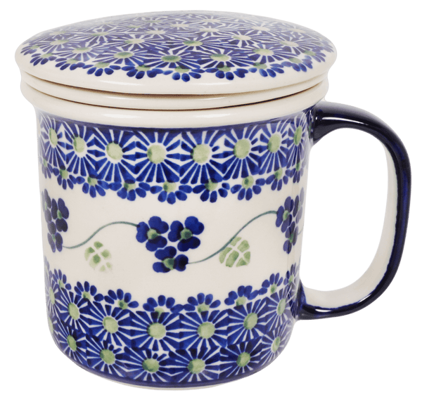 Tea Infuser Mug Set (Mums the Word)  K073T-P178 - The Polish Pottery Outlet