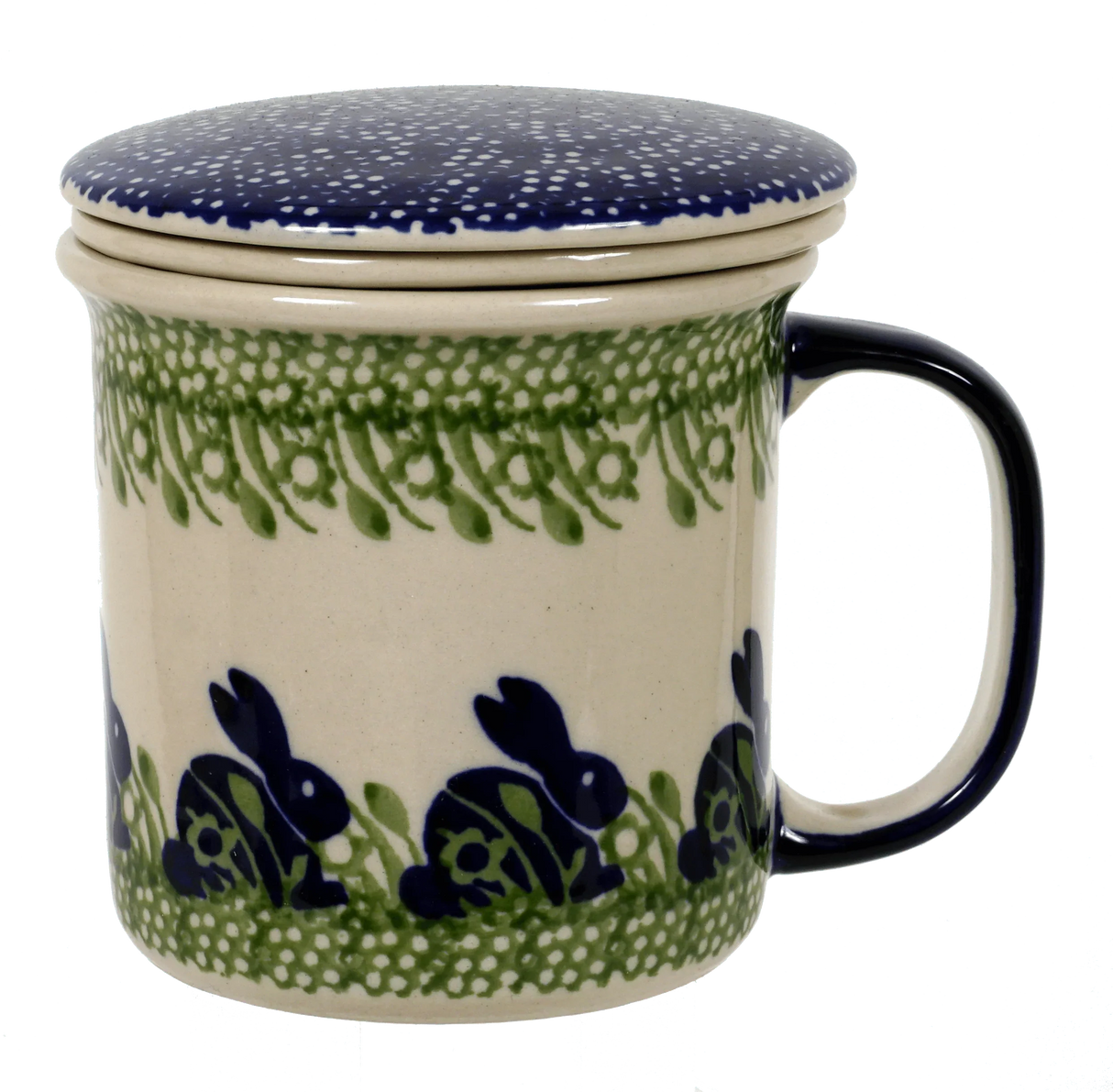 Mug, Tea Infuser Mug, 12 oz in "Bunny Love" by Manufaktura | K073T-P324