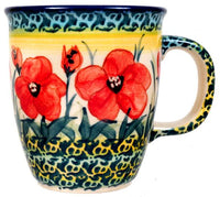 A picture of a Polish Pottery Small Mars Mug (Poppies in Bloom) | K081S-JZ34 as shown at PolishPotteryOutlet.com/products/mars-mug-poppies-in-bloom